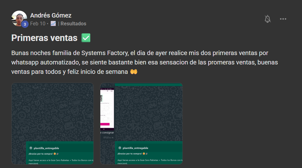 Andrés Gómez — primeras ventas automatizadas