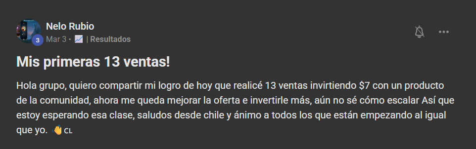 Nelo Rubio — 13 ventas invirtiendo $7